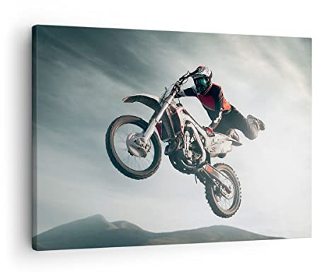 Bilder auf Leinwand Motor Sport Helm Leinwandbild mit Rahmen 70x50cm Wandbilder Dekoration Wohnzimmer Schlafzimmer Küche Deko Klein Wanddeko Bild Wand Kunstdruck Art Wall Decor Canvas AA70x50-4069