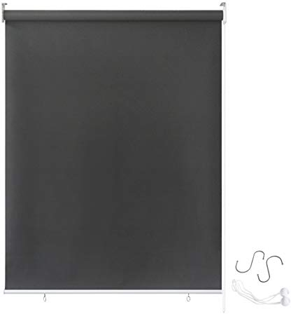 AUFUN Außenrollo Balkon Outdoor Rollo Wetterfest 180 x 240 cm Outdoorrollo Sonnenschutz Balkonrollo UV Schutz, Reflektierende Thermofunktion für Fenster & Türen, Anthrazit
