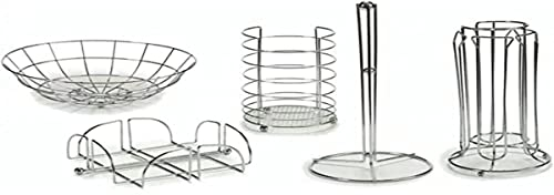 AR Set Cucina 5 Pezzi Metallo, Argento, 32 x 25 x 21 cm