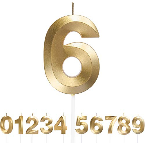 URAQT Geburtstag Zahl Kerzen, Gold Glitzer Geburtstagskerzen, Dekorative Geburtstagstorte, Hochzeitsparty, Abschlussfeier Usw 6