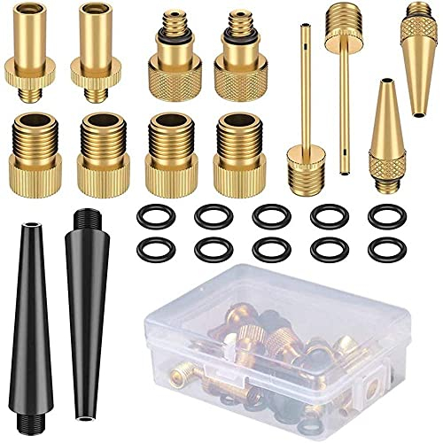 Fenrad 24pcs Bicicleta Válvula Adaptador, DV/AV/SV Válvula Adaptador para Compresor,Adaptador para Bomba de Inflar Bici,Convertidor de Válvula de Inflado de Neumáticos,Accesorios para Bombas