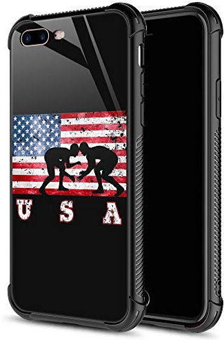 CARLOCA Compatible with iPhone 8 Case,USA Flag Wrestling for iPhone 7 Cases for Girls Boys,Graphic Design Shockproof Anti-Scratch Case