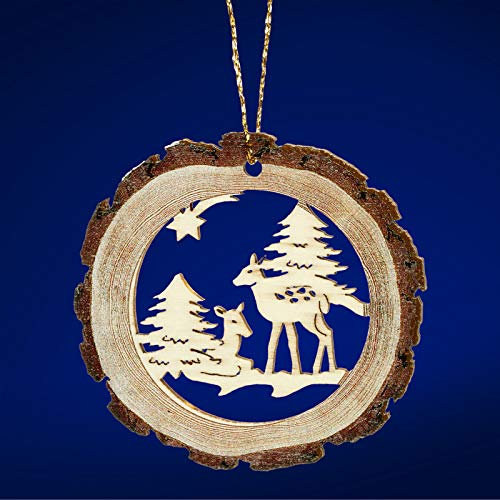 SIKORA BS-LS Traditionelle Filigrane Christbaumschmuck Holzanhänger aus nachhaltiger Herstellung - 28 Modelle wählbar, Modell:R4 Rindenoptik Rehe D 6cm
