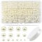 TOAOB 1400 Stück Kunstperle mit Loch Runde Perlen set zum Auffädeln Schmuck Perlen Beige 3mm 4mm 6mm 8mm 10mm 12mm 14mm für Dekorieren Kleidung Halsketten Armbänder