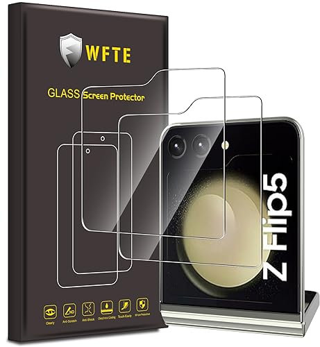 WFTE [2-Pack Screen Protector for Samsung Galaxy Flip 5,Anti-Scratch,High Transparency,Anti-fingerprint,Dust-Free Premium Screen Protector Tempered Glass For Samsung Galaxy Z Flip 5