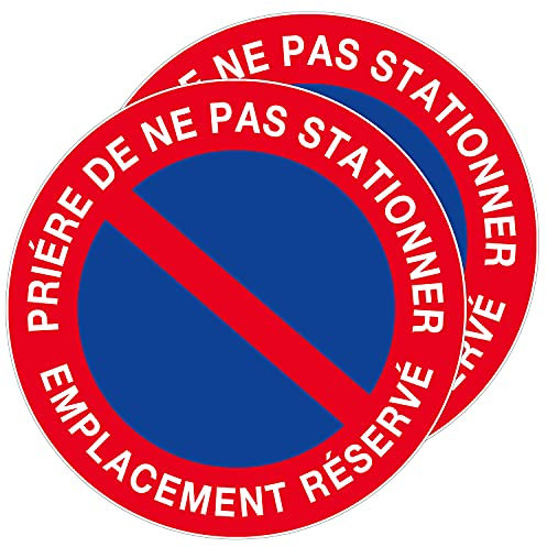 autocollant interdiction de stationner – stationnement interdiction – emplacement réservé- sticker en plastique 21x21cm (2) rouge