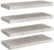vidaXL 4X Wandregal Schwebend Bücherregal Wandboard Schweberegal Hängeregal Dekoregal Freischwebend Regal Betongrau 60x23,5x3,8cm MDF