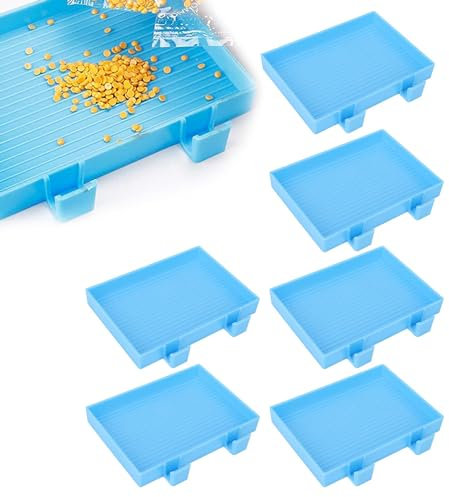 Agatige 6Pcs Plastic Diamond Painting Trays, Bead Sorting Trays Rhinestone Tray Organizer Painting Storage Box Diamond Painting Accessories and Tools for Crafts Rhinestone Sorting Tray, 11 x 9cm