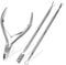 1st Deer Coupe Cuticule et Repousse Cuticle, 3 dans 1 Professionnel Outils de Pédicure de Manucure, avec Pince Ciseaux Pousse Cuticule, Peau Morte Remover Fourchettes et Racloir Ongle