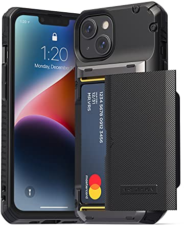 VRS DESIGN Damda Glide Pro Handyhülle für iPhone 14, robuste, halbautomatische Brieftasche, 4 Karten, kompatibel mit iPhone 14 (2022), Groove Black
