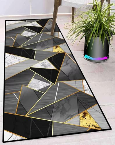 Teppich läufer Flur 80x400cm Teppich Flur waschbar rutschfest wetterfest wasserfest klein Teppich läufer küche für Flur draußen Balkon küche Wohnzimmer Grau Weiß Schwarz H