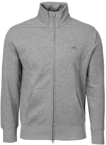 GANT Men's Regular Shield Zip Sweatshirt, Grey