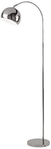 Polished Chrome Retro Dome Head Arching Floor Lamp | 140cm Height | 1 x ES E27 Lamp Bulb Required | in-Line On Off Foot Switch | UK Approved Arch Light