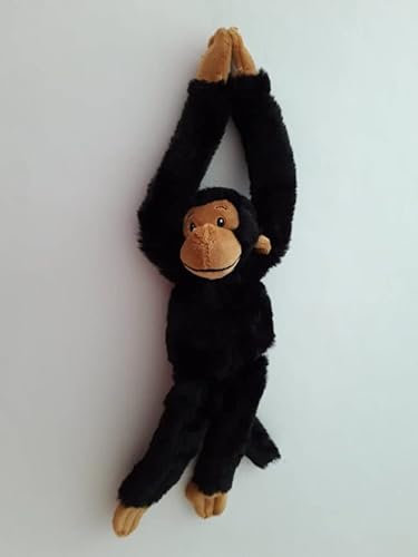 PIA Stofftier Hängeaffe, schwarz, 44 cm, hängend, Kuscheltier Plüschtier, AFFE Affen Hängeaffen