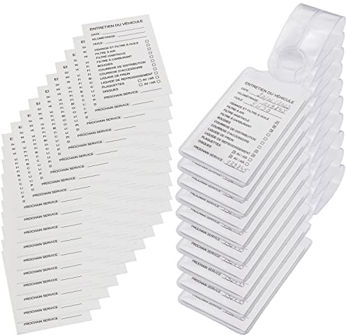 Easyboost Porte Etiquette de Vidange Huile Fiche Carnet de Révision Entretien Auto Filtre Plaquettes Disque Voiture Pochette Protection Plastifiée Carte 85 x 54mm (10 Porte-étiquettes)