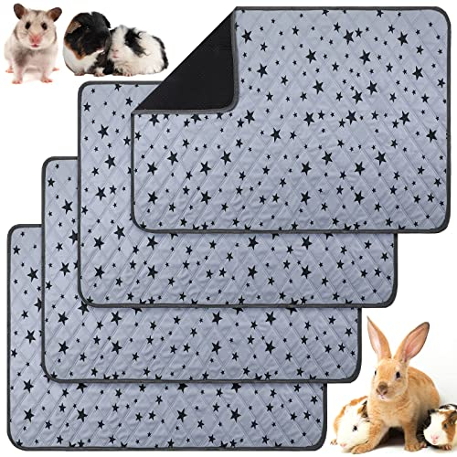 4 Stück Meerschweinchen Käfig Einlagen Fleece Meerschweinchen Einstreu Saugfähig Meerschweinchen PIPI Pads Wiederverwendbar rutschfeste Meerschweinchen Matte mit Stern Muster (60 x 90 cm)