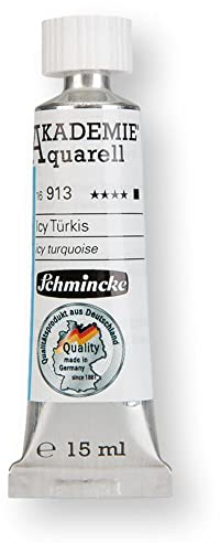 Schmincke – AKADEMIE® Aquarell Tubenfarbe, pastellige Icy Colours Sonderfarben, 15 ml Tube, 16 913 006 Icy Türkis, feine Künstler-Aquarellfarben