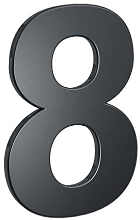 BASI | Hausnummern aus Stahl in Anthrazit | Zahlen 0-9 | Buchstaben a - c | inkl. Befestigungsmaterial | Ziffer 8