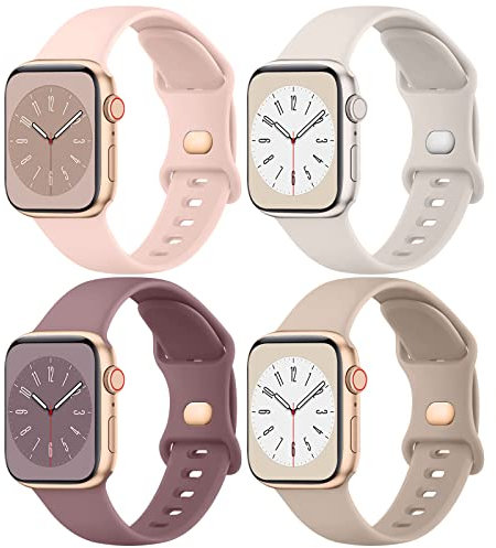 Meliya 4 PACK Bracelet Compatible avec Bracelet Apple Watch 38mm 40mm 41mm 42mm 44mm 45mm 46mm 49mm Femme Homme, Silicone Bracelets de Remplacement avec iWatch SE/SE 2/Ultra 2/Ultra/10 9 8 7 6 5 4 3