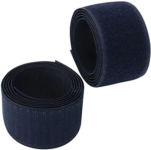 AERZETIX - C65982 - Bande/rouleau de scratch 40 mm 1 mètre auto-agrippant - organisateur/serre câbles - ruban sac vêtement attache sangle - couleur: bleu foncé - en polyamide et polyester