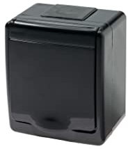 Enchufe de superficie negro IP44 16 A/250 V Schuko para ambientes húmedos, color negro