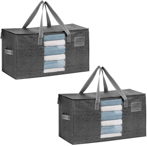 VENO 2 Pack Extra Large Moving Bags,Clothes Storage Bags for Blankets Bedding,Moving House Essentials,Waterproof Underbed Storage Packing Boxes,Laundry Bags Organiser(Gray,2 Pack)