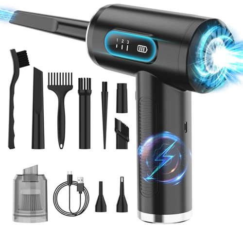 Staubgebläse Druckluftspray, 2 in 1 Elektrische Tastatur Reinigung Luftspray und Staubsauger 50000 U/min, USB wiederaufladbare Druckluft Reiniger für PC Sofa Auto Büro Laptop