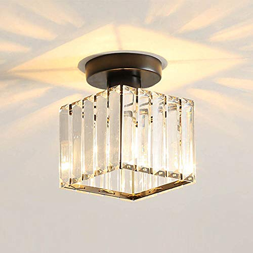 Mengjay Deckenleuchte Moderne Kristall Lampe Flur küchen Deckenlampe Metall Schirm Modern Landhaus Stil E27 Design Leuchte Wohnzimmer Esstisch Bad Innen Decken Deko Beleuchtung (schwarz)