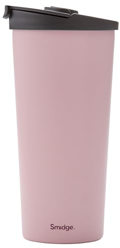 Smidge 473ml Travel Cup - 100% Leak-Proof Travel Mug – Double-Walled, Vacuum Insulated Mug – Keeps Drinks Hot for 6 Hours, Cold for 12 Hours – Easy to Clean, 18/10 Stainless Steel – Summer Blush