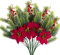 GGISUI 4 Stück Weihnachtsstern Künstlich Weihnachtsschmuck Kunstblumen Weihnachten Dekoration mit Künstliche Tannenzweige und Rote Beeren Deko Hochzeit Party Deko Tischdeko Weihnachtsgesteck