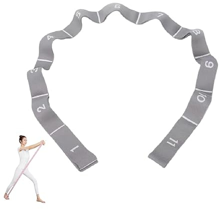 GIMIRO Bande élastique de fitness segmentée pour yoga, pilates, danse, étirement, rééducation (gris - 11 boucles)