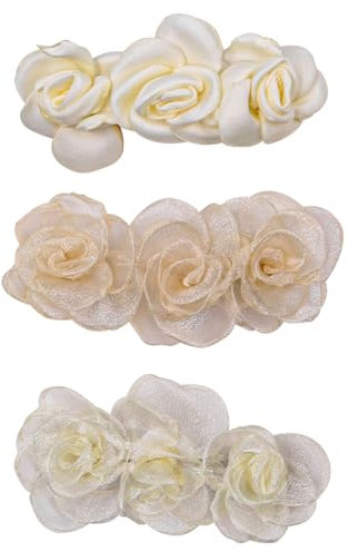 NUZAMAS Lot de 3 barrettes à cheveux roses blanches pour femme fille adolescente mariage demoiselle d'honneur cadeau