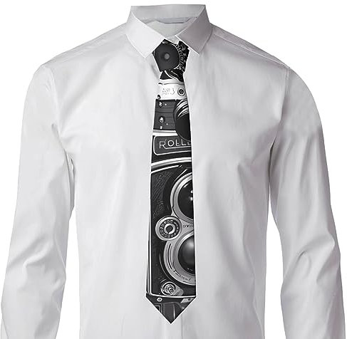 Kururi Krawatte Retro Cool Kamera Kollektion Druck Herren Seide Weiche Krawatte Ideal Für Hochzeiten Bräutigam Trauzeugen Missionen Tänze Geschenke, Schwarz , One size