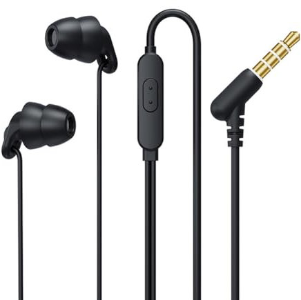 Uforest Sleep Earbuds Headphone,Noise Isolating Wired Ear Plugs Sleep Headphones with Unique Total Soft Silicone, for Insomnia, Side Sleeper, Snoring, Air Travel, Meditation Black