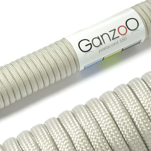 Ganzoo Paracorde 550, 4mm Corde, 3 Mètres, Polyester, Type 3-7 brins intérieurs, Le Bricolage de Laisse de Chien Collier Bracelet, Camping Survie et Outdoor Corde à Tout Faire, Gris Noble