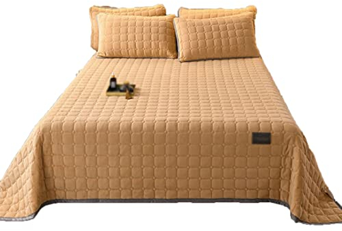 Tagesdecken King Size Übergroß, 3-teiliges Tatami-Tagesdecken-Set aus Milchsamt, Queen-Size-Set, Dicke, warme Bettdecke, Matratzenschutz, staubdichter Bezug + 2 Kissenbezüge, Grün-150 * 230 cm (G (Gel