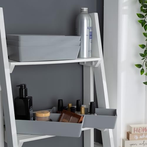 Wham 5x Plastic Studio Basket 2.01 Rectangular Home & Office Storage Basket, 25 x 11 x 5cm, 1L (Cool Grey)