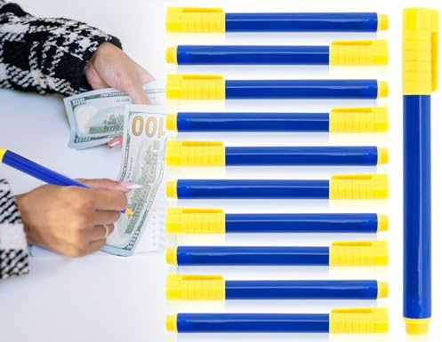 ZoeTekway 10-pack sedeltestpenna, testpenna, tester, förfalskade sedlar, sedeldetekteringspenna, testpenna, förfalskad penningpenna, sedeltestare (blå, 132 x 12 mm)