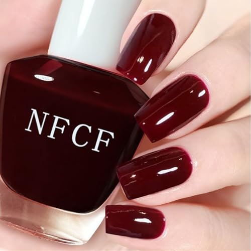 Red Nail Polish, 12ml Dark Red Nail Varnish, Quick Dry & Long Lasting Nail Varnish, Cherry Red Nail Polish with Water Based Formula Non Toxic & Breathable Nail Lacquer for Women Home Nail Art