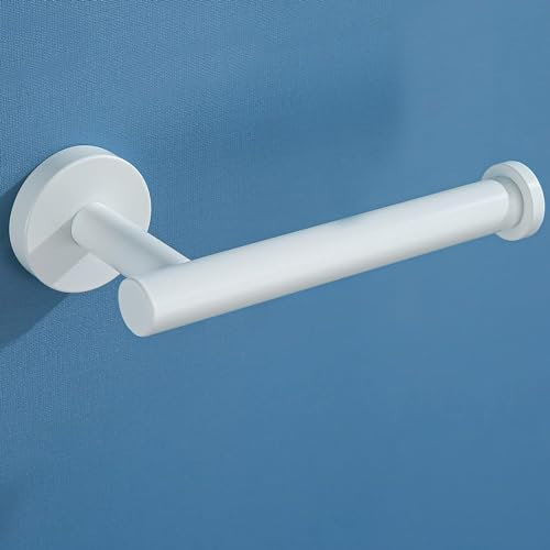 YUET Toilet Roll Holder Paper holders Dispenser Wall Mounted Round Mounting Tissue Stand Hanger Bathroom Kitchen Storage Chrome SUS 304 Stainless Steel (White)