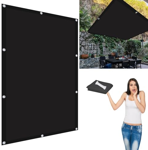 Sonnensegel Sonnenschutz Garten 4 x 4.6 m Segeltuch Pergola 98% UV Schutz Alle 50cm Eine Edelstahlöse für Außenbereich,Garten, Schwarz