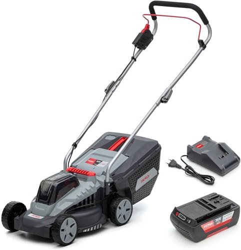 IKRA Bosch 36V Rasenmäher IB-LM 33, Rasenflächen bis 250m², Schnittbreite 33cm, Schnitthöhe 30-70mm, inkl. Akku 36V 2Ah & Ladegerät