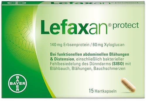 Lefaxan® protect bei wiederkehrenden funktionellen Blähungen mit Blähbauch und gasbedingten Bauchschmerzen – 15 Kapseln für die Stärkung der natürlichen Darmbarriere