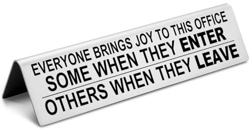 Funny Novelty Desk Plate Sign, Everyone Brings Joy to This Office Nameplate, Funny Desk Signs for Office Gifts for Boss Leader Manager Women Men Coworker Employee Friends Novelty Name Plate EDA67
