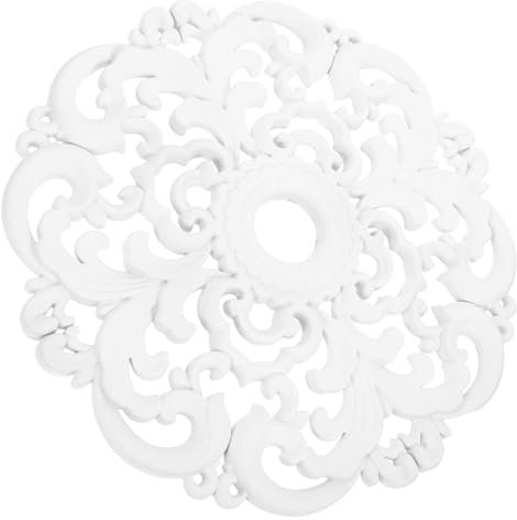 PRETYZOOM 31cm White PU Ceiling Medallion European Style Openwork Plate for Light Fixtures Vintage Decorative Rose Suitable for Residential and Commercial Interiors Easy Installation