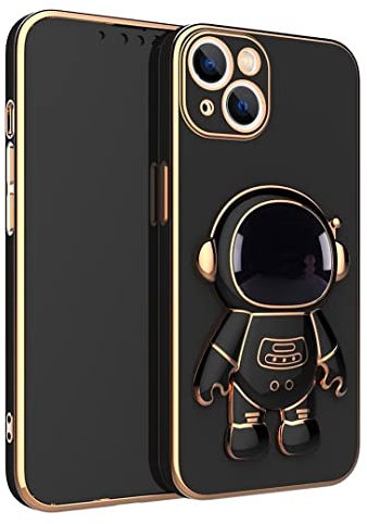 Astronaut Kickstand Case for iphone 11 Pro, Cute 3D Astronaut Stand Cartoon Soft TPU Silicone Electroplated Bumper Case for iphone 11 Pro 5.8 inch 2019 (Black)