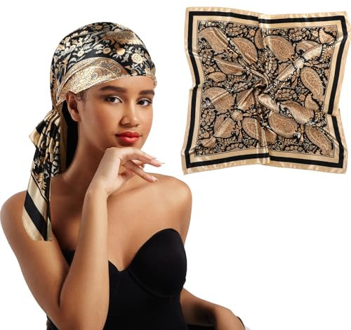 Yuanchu Satin Bandana Großer Quadratischer, Paisley Frauen Kopftuch 90cm