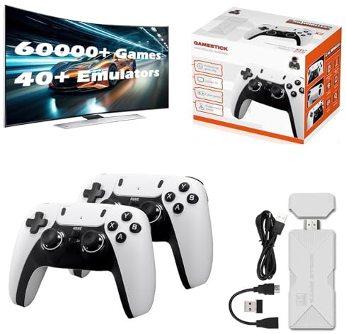 Boltzs Retro Stick, 4K HD Display Plug & Play TV Video Retro Gaming Stick, Retro Stick Built in 75,000+ Games, Equipped with 2 Wireless 2.4ghz Controllers for All TVs (64G)