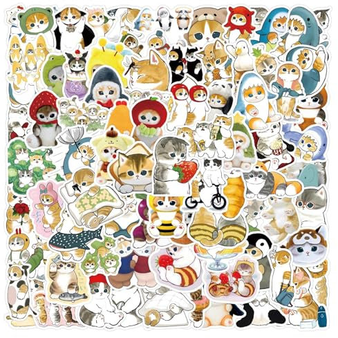 110 Pcs Mofusand Cat Stickers for Children Teens Girls Boys,Cute Style Cat Stickers for Bicycle,Skateboard,Laptop Water Bottles,Computer,Waterproof Vinyl for Wall,Graffiti Stickers