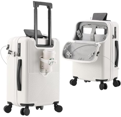 VHVYWY Valise Voyage Cabine Extensible ABS+PC Bagages Cabine avec Roues Rotatives Bagage à Main avec Port USB Et Porte-Gobelet Valise Encadrée en Aluminium 04,20in